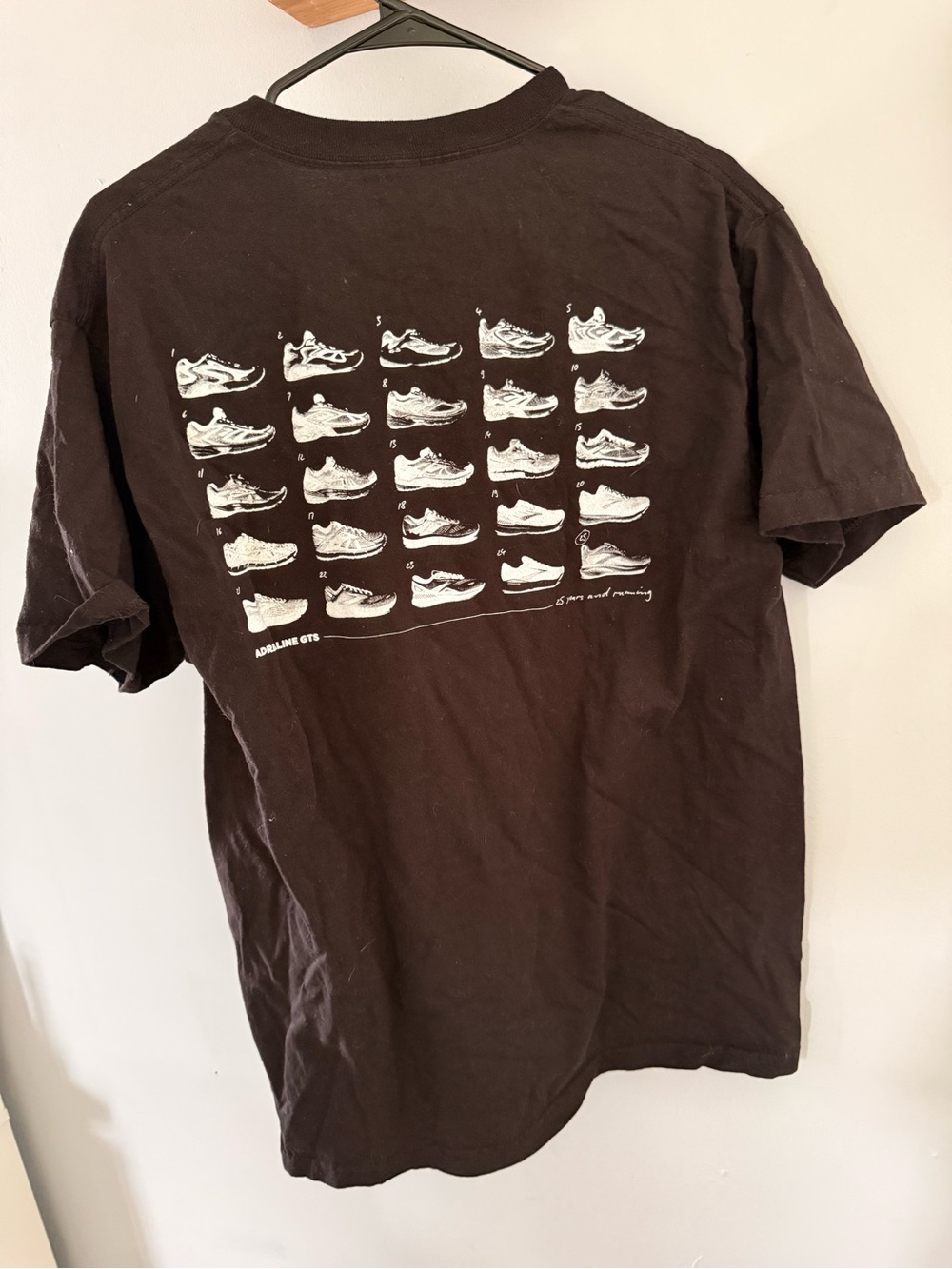 Brooks Black Short-Sleeve Tee with White Sneaker Grid